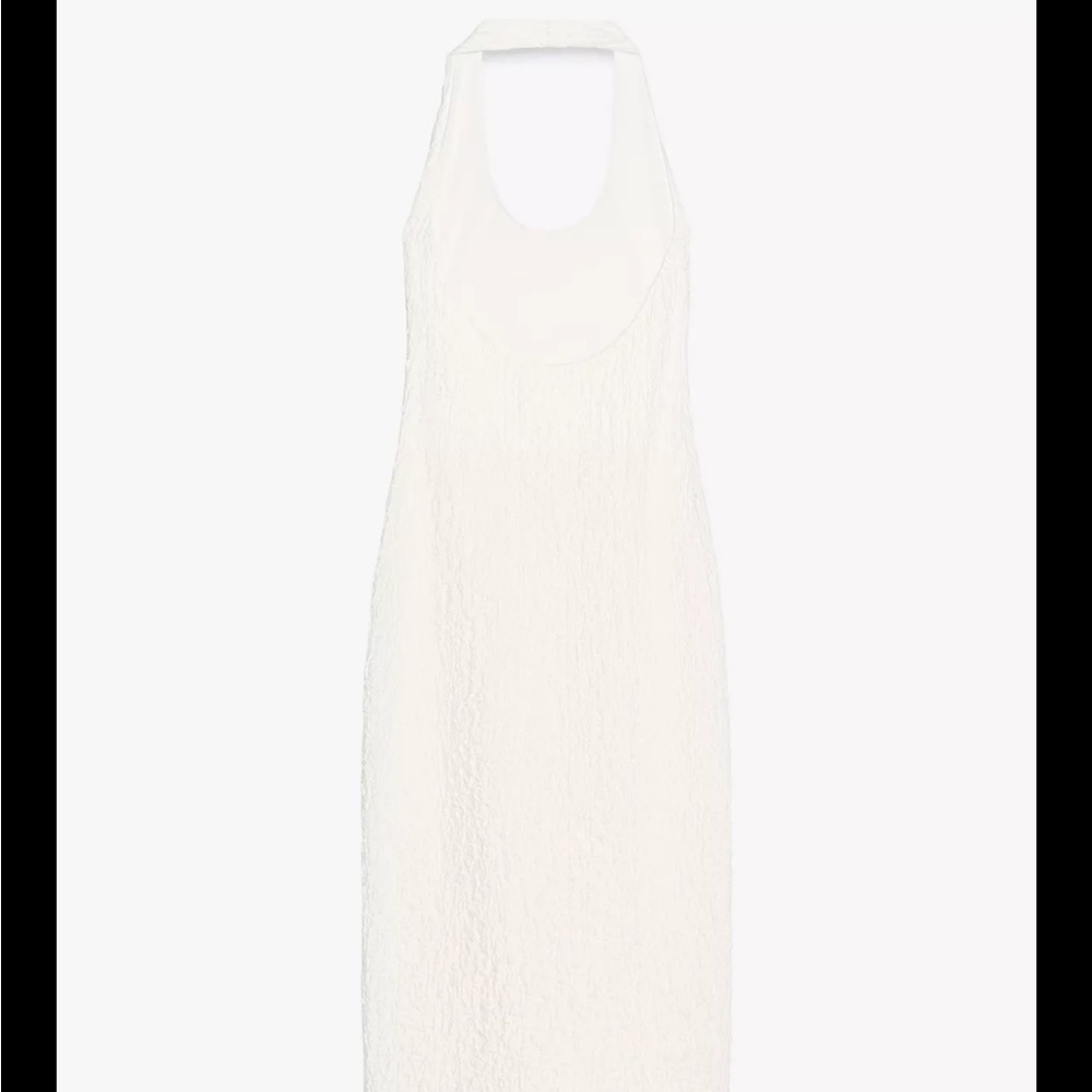 Zara White Textured Midi Dress